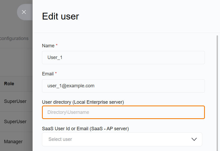 Edit user mapping fields